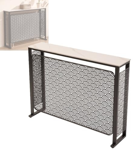 LIKANGLONGJU Metal Radiator Covers, Portable Radiator Cover Shelf with Grille Holes for Storage, Suitable for Home Living Room and Bedroom(Black,100x90x25cm/39x35x10in)
