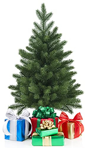 FANTASK Mini árbol de Navidad Artificial, Mesa con 50 Ramas y Base, decoración de árbol de Navidad de 40 cm de diámetro para casa y Oficina