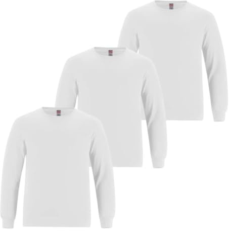 Men's Long Sleeve T-Shirt, 100% Cotton Jersey Crew Neck Cuffed Tee