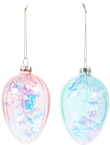 DOITOOL 2 Stück 2 Stück Glas Ostereier zum Aufhängen Farbige Osterdekorationen für Baum und Fenster Frühlingshafte Hängedeko für Ostern und Festgestaltung