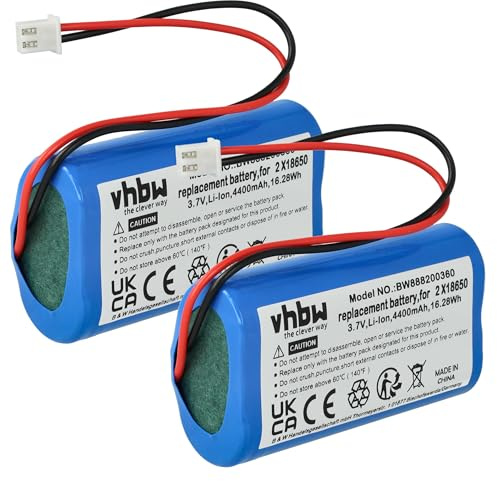 vhbw 2X Akku kompatibel mit Villeroy & Boch Neapel 2.0 96878, Neapel 2.0 96877 Tischlampe, Nachttischlampe (4400 mAh, 3,7 V, Li-Ion)