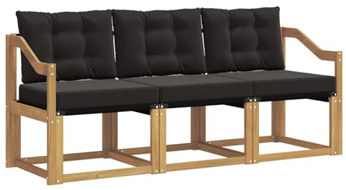 vidaXL Outdoor-Sofagarnitur mit Kissen 3 pcs Weiß und Schwarz, Gartenmöbel, strapazierfähiges Outdoor-Sofa, Loungeset für die Terrasse, Komfort beim Sitzen