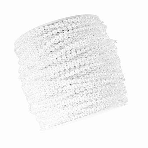Zerodis Künstliche Perlen Perlengirlande mit Perlenschnur Hochzeit Party Dekoration DIY 3mm 50M / Rolle (Weiß)