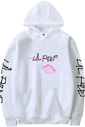 OLIPHEE Herren Kapuzenpullover mit Cry Baby Trauriges Mädchen Druck Hoodie Weiß L