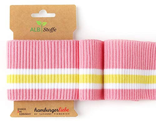 ALB Stoffe Cuff Me Ripped Bündchen rosa Scuro-weiß-giallino