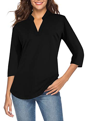 CEASIKERY Camisa de túnica Informal con Blusa con Cuello en V para Mujer