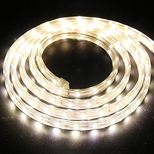 XUNATA 25M Dimmbare LED Streifen Warmweiß, 220V-240V 5050 SMD 60leds / m IP67 Wasserdicht,Kein Selbstklebender,Flexibles LED Lichtband für Küche Stairway Home Weihnachten Party Deko (Warmweiß, 25m)