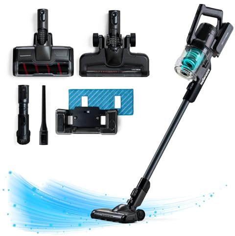 Mellerware - Aspirador Escoba Rider Pro! 400W y 22000Pa | 3en1 (Escoba/Lanza/Mano) | Autonomía 60min | HEPA Filtro | Sin Cable y Sin Bolsa | Kit de Accesorios | Deposito de 0,65L | Clean