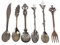Juego de cucharas Vintage de Tenedor, 6 Piezas Juego de vajilla Familiar Retro Estilo Real Juego de Cubiertos de Metal Antiguo de Color Dorado y Plateado, Cuchara de Postre de café(Latón Antiguo)