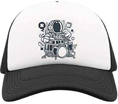 Astronaut Drummer Cosmic Band Player Music Half Mesh Trucker Cap Baseball Hut Snapback One Size