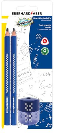Eberhard Faber 510096 - Schreiblernbleistift TRI Winner, 2 Bleistifte und Dosenspitzer