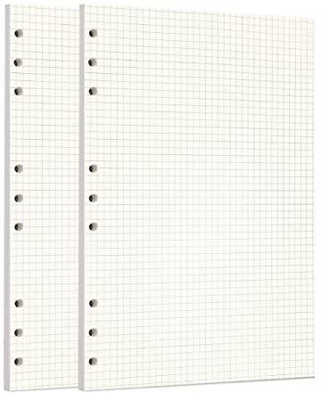 Zelten Lose-Blatt-Lochpapier-Nachfüllpackungen Papier für 6-Loch-Binder Persönlicher Organizer Tagebuch Notizbuch Nachfüllbarer Planer, Squared, B5/9 Hole