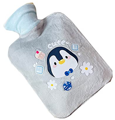 GIVBRO Wärmflasche, Handwärmer mit Pinguin-Motiv, Plüschbezug, für Kinder, Freunde, Eltern, Geschenk, 500 ml