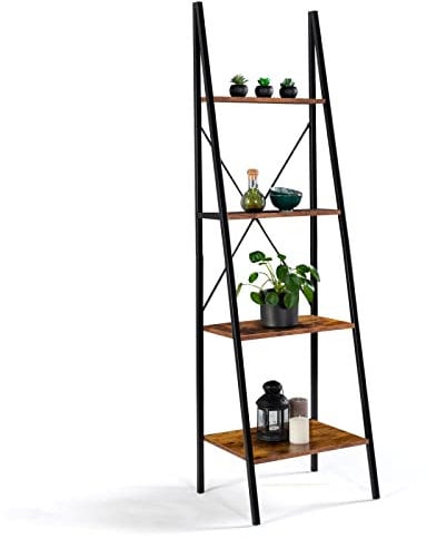 IDMarket - Mensola scaletta a 4 livelli Hawkins legno scuro Design industriale 170 cm