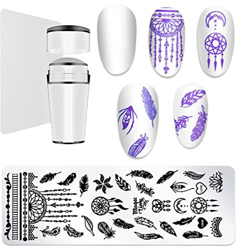 Nail Art Stamping Plates Set Katze Ostern Blume Stamping Platten Silikon Maniküre Stamper Schaber Schablonen für Frauen Stil 7