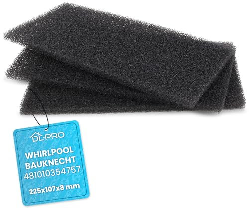 DL-pro 3 x Foam Filter 225 x 107 x 8 mm for Whirlpool Bauknecht 481010354757 Base Filter Sponge Filter Foam Filter Sponge on Heat Exchanger Tumble Dryer Washer Dryer