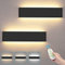 24W Applique Murale Interieur Avec télécommande 2 Pack Smart Applique Murale LED 3000-6000K Température de couleur et luminosité réglables Moderne Up Down Appliques Murales Noir （40CM）