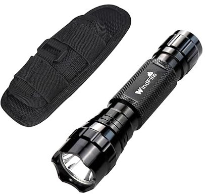 Windfire 501B Tactical Flashlight High Lumen, Single Mode 3000 Lumen Small Handhled Flash Light with Flashlight Belt Pouch, Rechargeable Battery and Charger, Camping, Emergency, Daily Use, Dog Walking