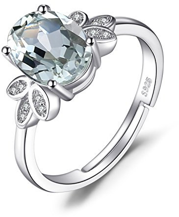 JewelryPalace Ovalschliff 1.8ct Echt Natur Grün Amethyst Solitär Ring Damen, Ring mit Stein Schmuck Set, Verlobungsring Offen Verstellbare Weiß Topas Ring Silber 925 für Frauen, Schmuck Mädchen