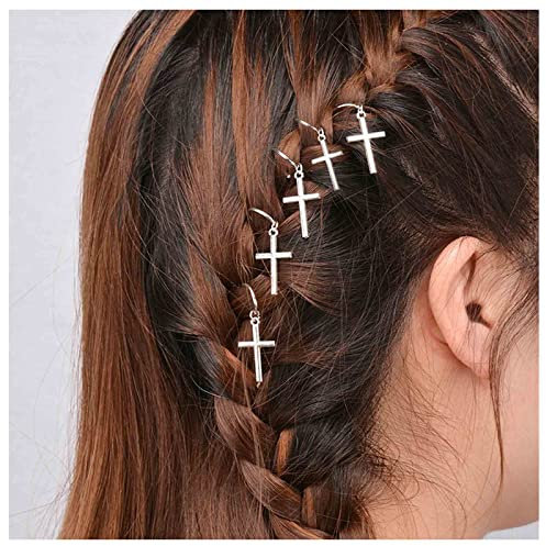Dervivea Vintage Dreadlock Haar Ringe Clips Kreuz Zopf Haarreifen Haarschmuck Religiöse Kreuz Baumeln Haar Zopf Ringe Hip Hop Haar Ringe Zubehör Für Frauen Und Mädchen Kopfschmuck 5 Stück