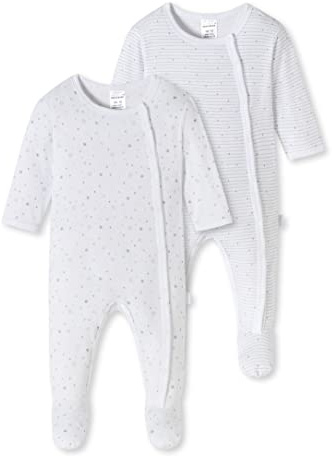 Schiesser Unisex - Baby Schlafanzug Einteiler Body mit Fuß 2er Pack Doppelpack - 179482, Größe Kinder:80, Farbe:Sortiert