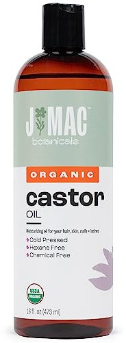 Organic Castor Oil, Cold Pressed (16 oz) BPA Free, Castor hexane free, for face, skin, eyelashes, Certified USDA Organic