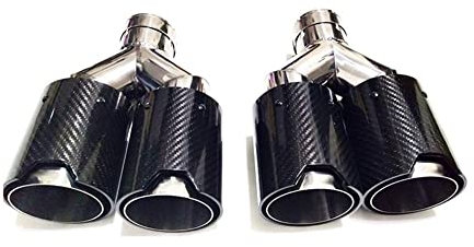 Auspuffblenden 2 STÜCKE Für Einlass 60mm 63mm Oulet 93 Doppelrohre Links Und Rechts Auto Kohlefaser Auspuff Twin Endspitzen Für BMW Auspuffrohr (Farbe : Inlet 63mm)