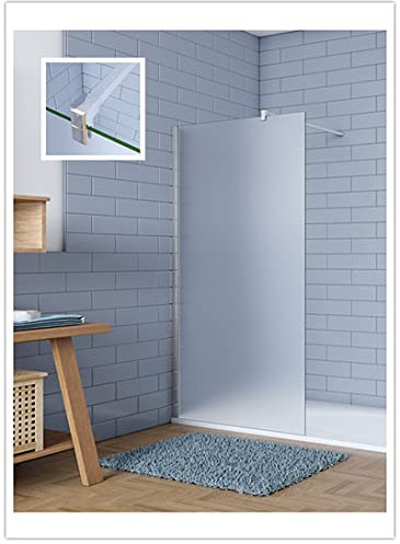 Aica Sanitär Walk in Dusche 70cm Duschabtrennung Duschwand 10mm Milchglas mit Glasschutzfolie H.200cm