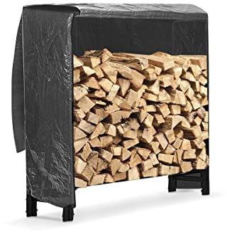 Neo Black Firewood Fire Log Rack Wood Burner Rack Storage Holder Stand Bucket Shelf Basket Metal Tall Steel Sets Accessory (Model 5 - Outdoor)