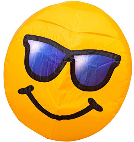HQ Bouncing Moodeez Cool Smiley Windfigur Bodenwindspiel Windspiel | Dynamisch hüpfende Windfigur ab 3 Bft wetterfest robust langlebig für Strand & Camping Ø60cm mit Hering sorgt für gute Laune