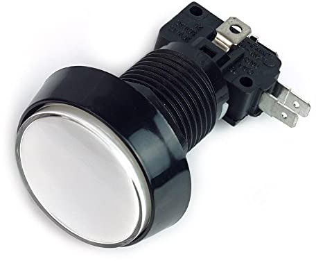 BerryBase Arcade Button 44mm, beleuchtet, LED 12V DC, Druckschalter, Arcade-Taste, Konsolentasten für PC Joystick Spiele Arcade Kampfspiele, Drucktaster für Arcade, Arcade Zubehör, weiß