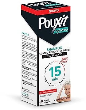 POUXIT Shampoo gegen Läuse und Nissen - 2-in-1 Wirkung, behandelt Läuse und Nissen und reinigt das Haar, inklusive Kamm, ab 6 Monaten - 200 ml