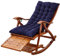 Bambus-Schaukelstuhl, verstellbar in 5 Positionen, zusammenklappbarer Liegestuhl, Sonnenliege für den Außenbereich mit Baumwollkissen für Terrasse, Balkon, Braun/Blau/Grau/Lila/Rot (Farbe: Blau) small