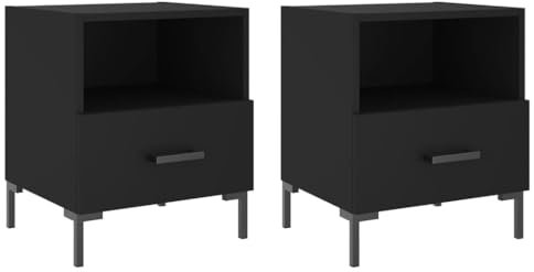 vidaXL Nachttisch 2 STK., Nachtschrank mit viel Stauraum, Kommode für Schlafzimmer, Nachttischschrank Beistelltisch Aufbewahrung Nachtkästchen, Schwarz Holzwerkstoff