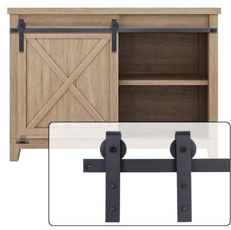 EGTink 90cm/2,95FT Quincaillerie Kit de Rail pour Porte Coulissante,Mini Rail Porte Coulissante pour Placard,Systeme Simple Porte Coulissante Roulette pour Armoire de Rangement,Meubles TV