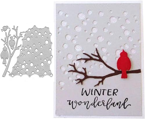 Annchaos Metall-Stanzschablone zum Selbermachen, Motiv: Frohe Weihnachten, Prägeschablone, Scrapbooking, Kartenherstellung, Form, Fotoalbum, Kunsthandwerk (Vogelsitzstange, 10,8 x 9 cm)