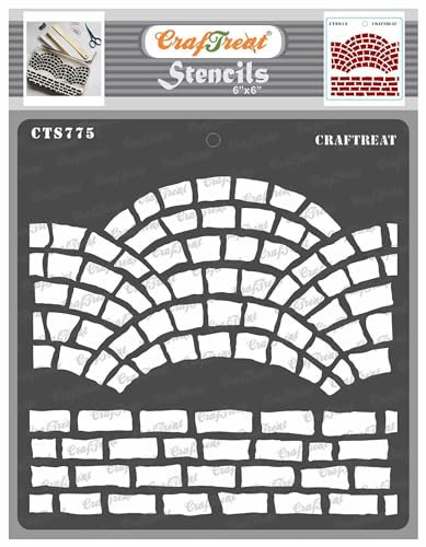CrafTreat wiederverwendbare Ziegel-Schablonen zum Malen auf Holz, Wänden, Möbeln, Böden und Fliesen – Fancy Bricks 15,2 x 15,2 cm – Schablonen für Scrapbooking – große Wandschablonen