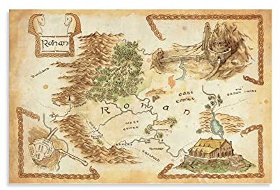Mittelerde Karte Herr der Ringe Poster (11) Wandkunst Poster Scroll Leinwand Gemälde Bild Wohnzimmer Dekor Zuhause 20 x 30 cm