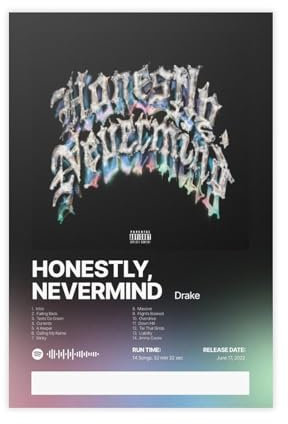DEZARO Honestly Nevermind – Musikalbum-Poster, Leinwand-Poster, Wandkunst, Dekor, Bild, Gemälde für Wohnzimmer, Schlafzimmer, Dekoration, ungerahmt, 30 x 45 cm