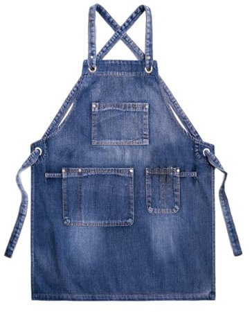 susiodeu Delantal de Trabajo Multiusos para Cocina, Delantal de Cocina de Tela Duradero y asequible, Delantal de Trabajo, Elegante, Ahorra Espacio, Azul