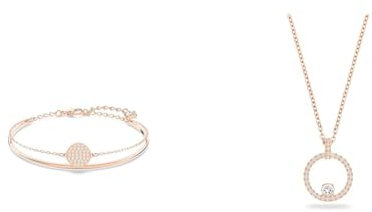 Swarovski Ginger Armreif, Weiss, Roségold-Legierungsschicht & Creativity Anhänger, Rund, Weiss, Roségold-Legierungsschicht