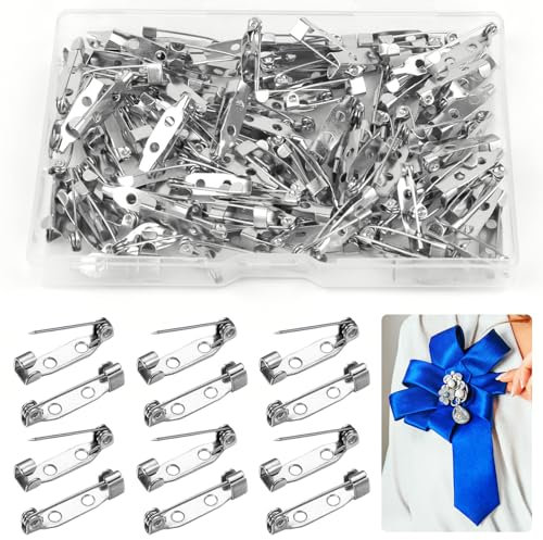 UKOFEW Barres Fermoir de Sécurité,120 Pièces Broches de Sécurité,Fermoir de Broche avec 2 Trous,Épingles de Barres pour Bijoux et Travaux Manuels(20 mm)