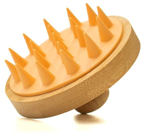Level Body Mind Soul - Massaggiatore per Cuoio Capelluto in Bambù con Spazzole in Silicone, Morbido e Rilassante, Massaggiatore testa Ideale per Doccia, includilo nella Tua Routine di Cura dei Capelli