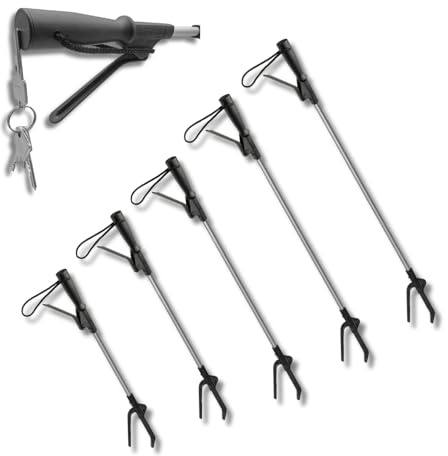 Kowsky Greifhilfe - Greifzange für Senioren - 80 CM - aus Aluminium - Greifer mit Magnet - Anti-Rutsch Greifarm - Handgreifer mit Handschlaufe - robust & stabil - schwarz