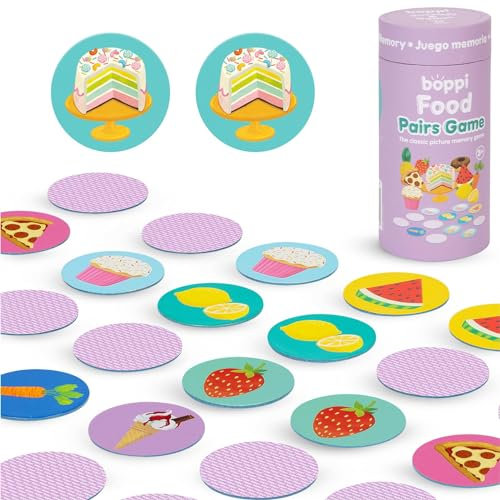 Boppi Pairs Memory Game - Engaging Educational Montessori Matching Game for Toddlers & Kids Age 3 and Up - Food