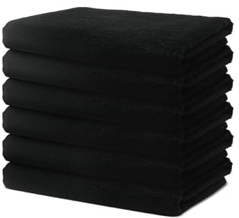 6 er Set Handtücher 40x70 cm | Kleine Gästehandtücher | Frottee Weich & Flauschig | 100% Baumwolle | 500g/m² | Badetuch Handtuch Klein für Gäste | Oeko-Tex | Ôhm | Schwarz