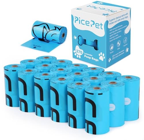 PICE PET 20% dicker Hundekotbeutel, Pet Kotbeutel für große und kleine Hunde, auslaufsicher & extra dick, Lavendelduft, 270 Stück