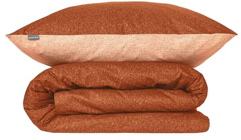 Schiesser Bettwäscheset Vinnie | 2-teilig | Zweifarbig | Renforcé | 100% Baumwolle | Oeko-Tex Zertifiziert | Reißverschluss | 135x200cm + 80x80cm | Terrakotta