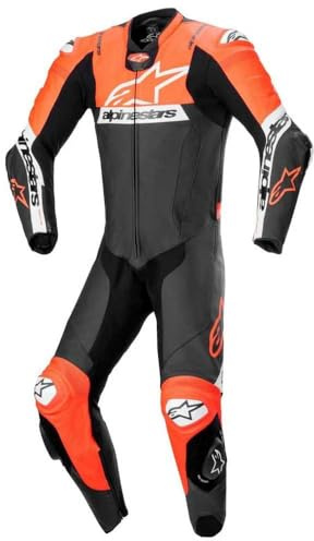 Alpinestars Missile V2 Ward traforato One Piece Moto Tuta in pelle, nero/rosso neon, 54
