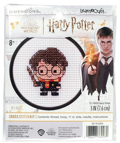 Dimensions 72-76928 Chibi Harry Potter Beginner's Cross Stitch Kit, 3 Diameter, Multicolor, 5 Pieces